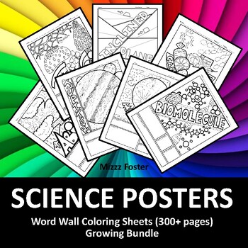 Preview of Science Posters 380+ Word Wall Coloring Sheets: Biology, Chemistry, Physics