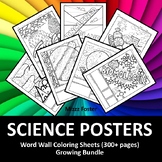 Science Posters 300+ Word Wall Coloring Sheets: Biology, C