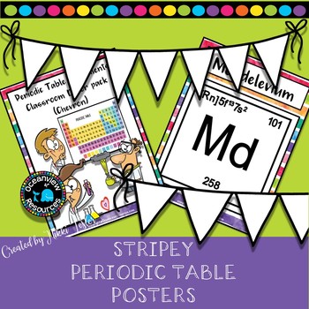Preview of Science Posters- The Periodic Table-Striped Background