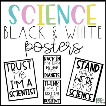 Preview of Science Posters in Black and White for Classroom Decor