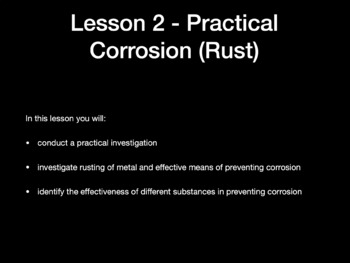 Preview of Science - Practical Investigation Lesson: Corrosion