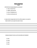 Science Pre/Post Cummulative Assessment Part B