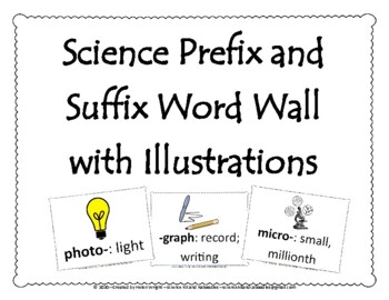 Preview of Science Prefix and Suffix Word Wall  with Illustrations