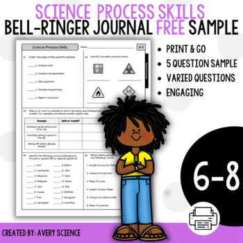 Preview of Science Process Skills Bell Ringer Journal Free Sample