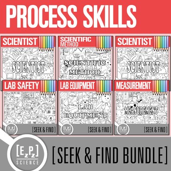 Preview of Science Process Skills Vocabulary Search Activity Bundle | Seek and Find Science