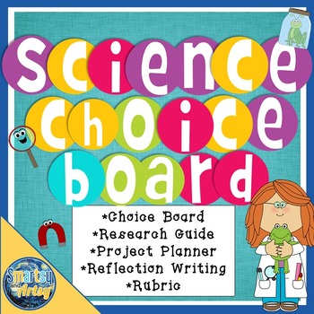 Preview of Science Project Choice Board Packet with Research Guide and Rubric