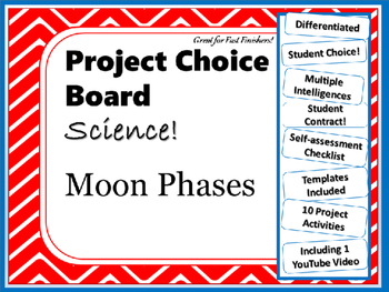Preview of Science Project Choice Board: Phases of the Moon- 10 Projects