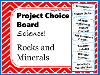 Preview of Science Project Choice Board: Rocks and Minerals- 10 Projects