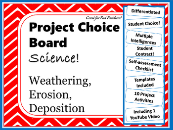 Preview of Science Project Choice Board: Weathering, Erosion, Deposition- 10 Projects