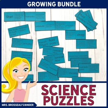 Preview of Science Puzzles | Growing Bundle | Domino, Tarsia, & Hexagonal Thinking Puzzles