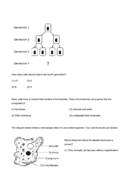 Preview of Middle School Life Science Question Bank -  All Course Topics