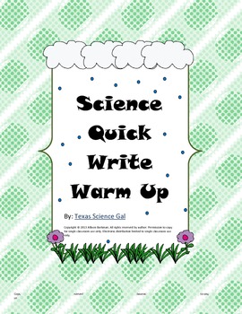 Preview of Science Quick Writes Set 1 for Grades 5-9