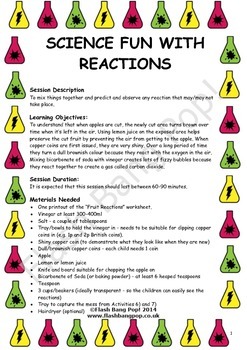 Preview of Science - Reactions - Detailed Lesson Plan for 4-11 Year Olds