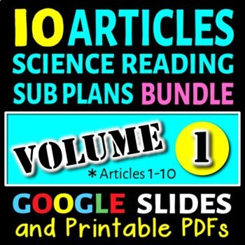 Preview of Science Sub Plan Articles - Vol. 1 : Articles# 1-10 | Print & Distance Learning