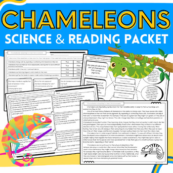 Preview of Science & Reading Comprehension: Chameleon Adaptations, Main Idea, Context Clues