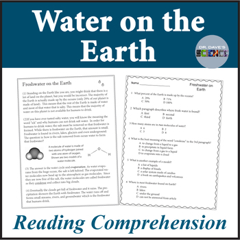 Preview of Earth's Systems Water on Earth The Hydrosphere Reading Comprehension NGSS