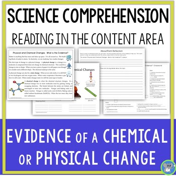 Preview of Science Reading Comprehension | Evidence Of A Chemical Or Physical Change