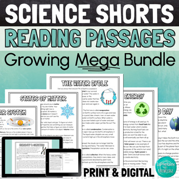 Preview of Science Reading Comprehension Passages Growing MEGA Bundle PRINT and DIGITAL