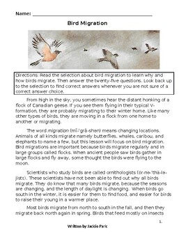 Preview of Science & Reading Comprehension Lesson on BIRD MIGRATION  w/ 25 Questions