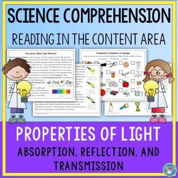 Preview of Science Reading Comprehension | Light | Absorption, Reflection, Transmission