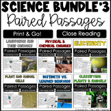 Science Reading Comprehension Paired Passages Bundle 3 Clo