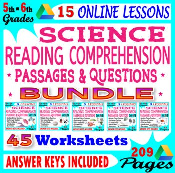 Preview of Science Reading Comprehension Passages (FILLABLE Bundle) 5th - 6th Grade