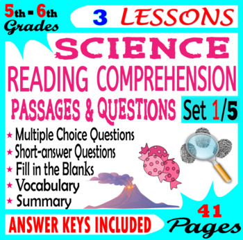 Preview of Science Reading Comprehension Passages and Questions 5th & 6th Grade (Set 1/5)