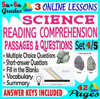 Preview of Science Reading Comprehension Passages and Questions 5th & 6th Grade Set 4/5