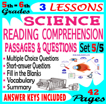 Preview of Science Reading Comprehension Passages and Questions 5th & 6th Grade (Set 5/5)