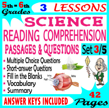 Preview of Science Reading Comprehension Passages and Questions 5th & 6th grade (Set 3/5)