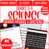 Science Reading Comprehension Passages and Questions Bundle (3rd-4th Grade)