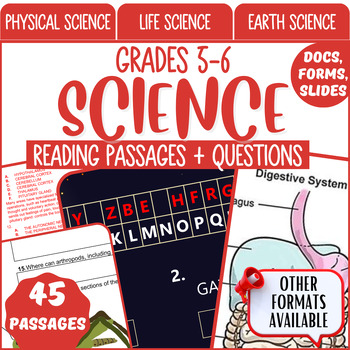 Preview of Science Reading Comprehension Passages and Questions Bundle Digital Resources