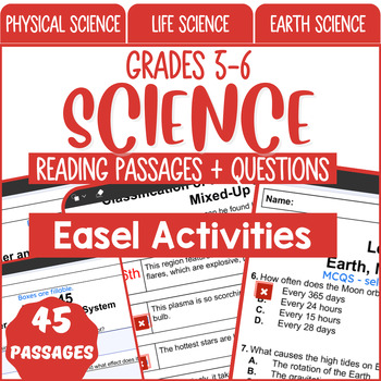 Preview of Science Reading Comprehension Passages and Questions Easel Activity Bundle