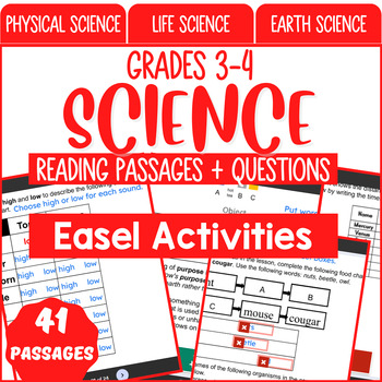 Preview of Science Reading Comprehension Passages and Questions Easel Activity Bundle