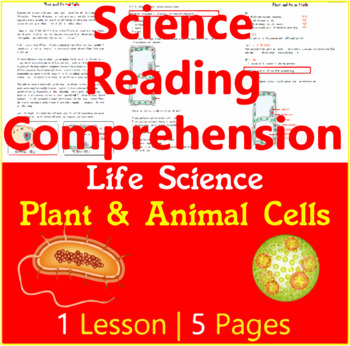 Preview of Science Reading Comprehension Passages and Questions |  Plant and Animal Cells