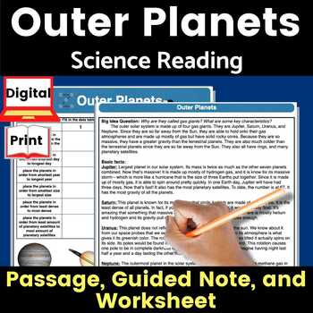 Preview of Outer Planets Science Reading Comprehension Passages with worksheet