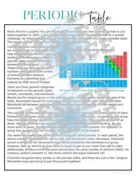 Science Reading Comprehension - Periodic Table - Print or Digital