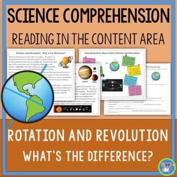 Preview of Science Reading Comprehension | Solar System | Rotation And Revolution of Earth