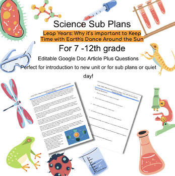 Preview of Science Reading/Sub Plans: LEAP YEARS why they're important!