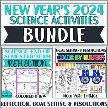 Preview of Science Reflection, Goal Setting & Resolutions Bundle|New Year's 2024 Activities