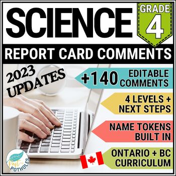 Preview of Grade 4 Report Card Comments Ontario BC SCIENCE Editable Updated 2023