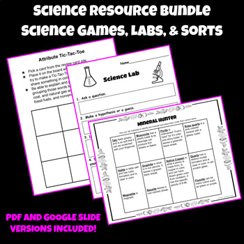 Preview of Science Resource Bundle - Science Games, Labs, & Sorts - PDF & Google Slides