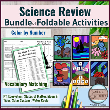 Preview of Science Review Bundle of Foldable Activities & Color by Numbers