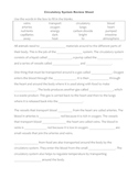 Science Review Sheet - Circulatory System (Cloze)
