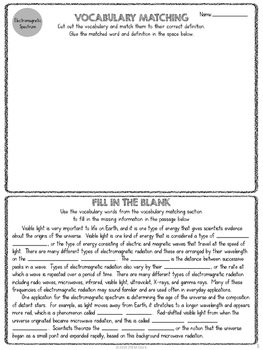 Science Review Station: The Electromagnetic Spectrum 8.8.C & 8.8.E