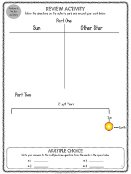 Science Review Station: The Sun and Stars in the Milky Way 8.8.B & 8.8.D
