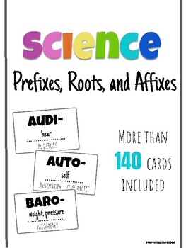 Science Root Word Wall (Prefixes, Roots, and Affixes) by Majoring in Middle