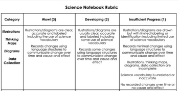 Preview of Science Rubric Freebie