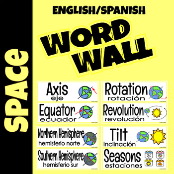 Preview of Science SPACE Unit Word Wall Vocabulary Cards [English/Spanish]