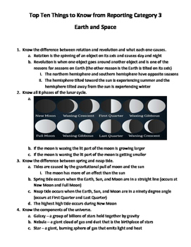 Preview of Science STAAR Reporting Category 3 Review Fact Sheet